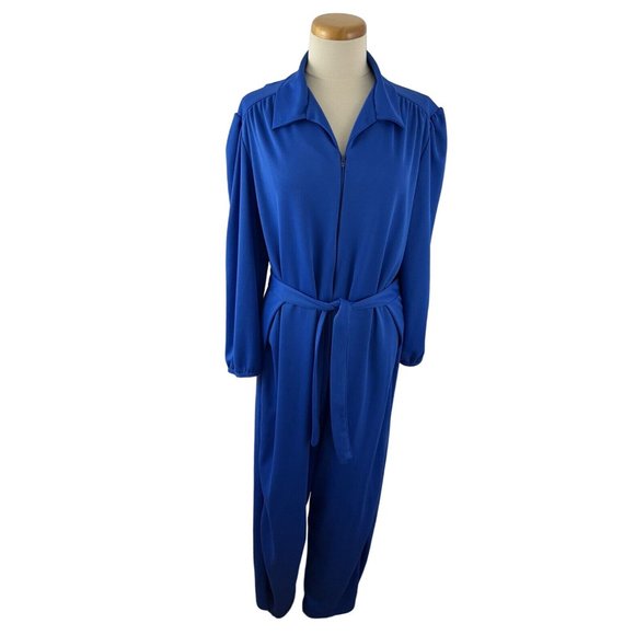 Vintage Improved Living XL Polyester Jumpsuit Wrap Waist Mod Disco Zip Front - Picture 1 of 10